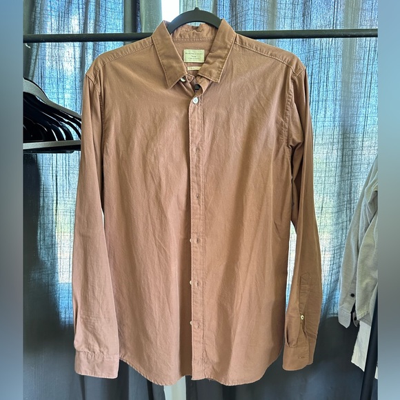 ASOS Shirts Asos Selected Homms Mens Slim Fit Brown Button Down